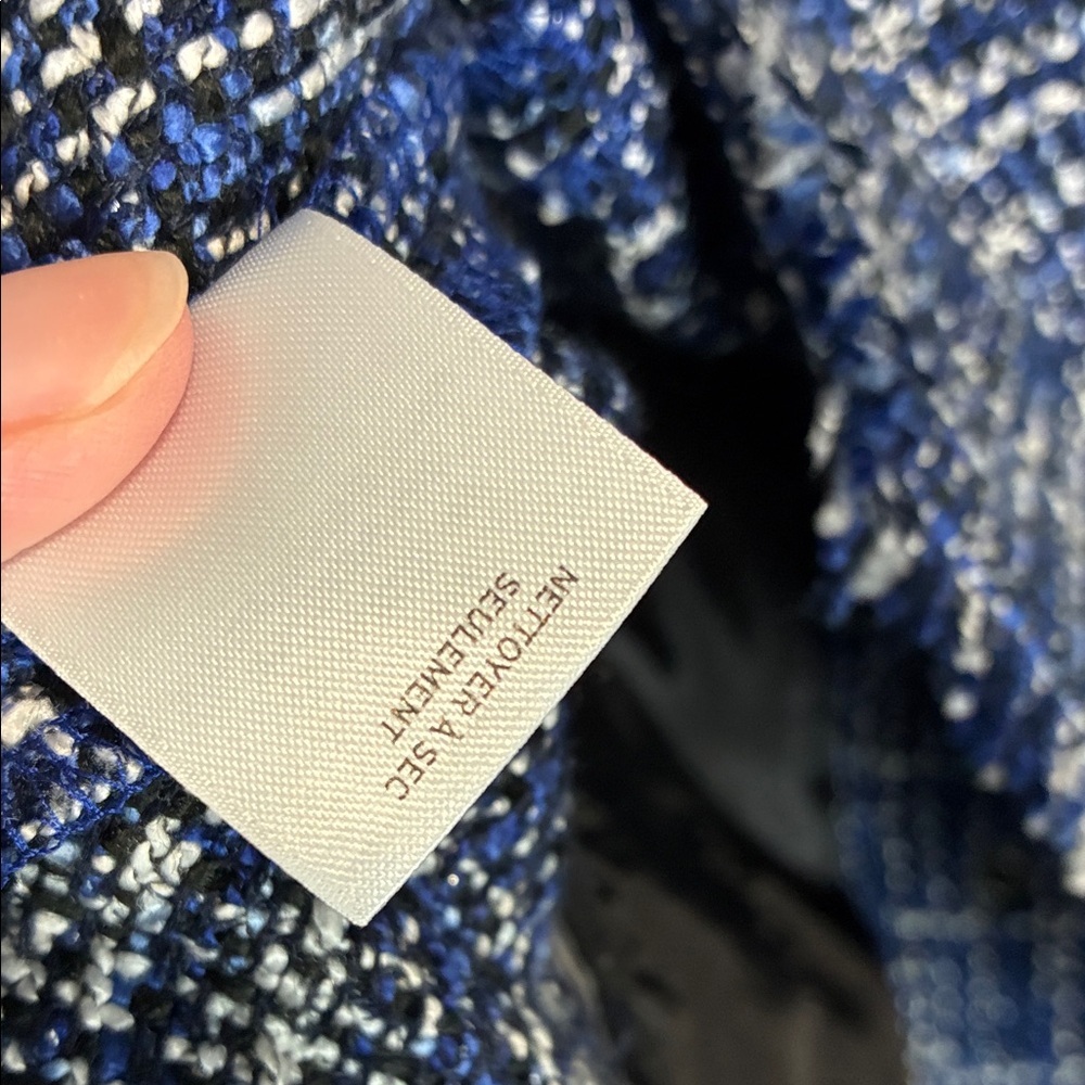 Halogen Blue White Tweed Jacket Chanel Style Blazer Size S - Picture 10 of 12